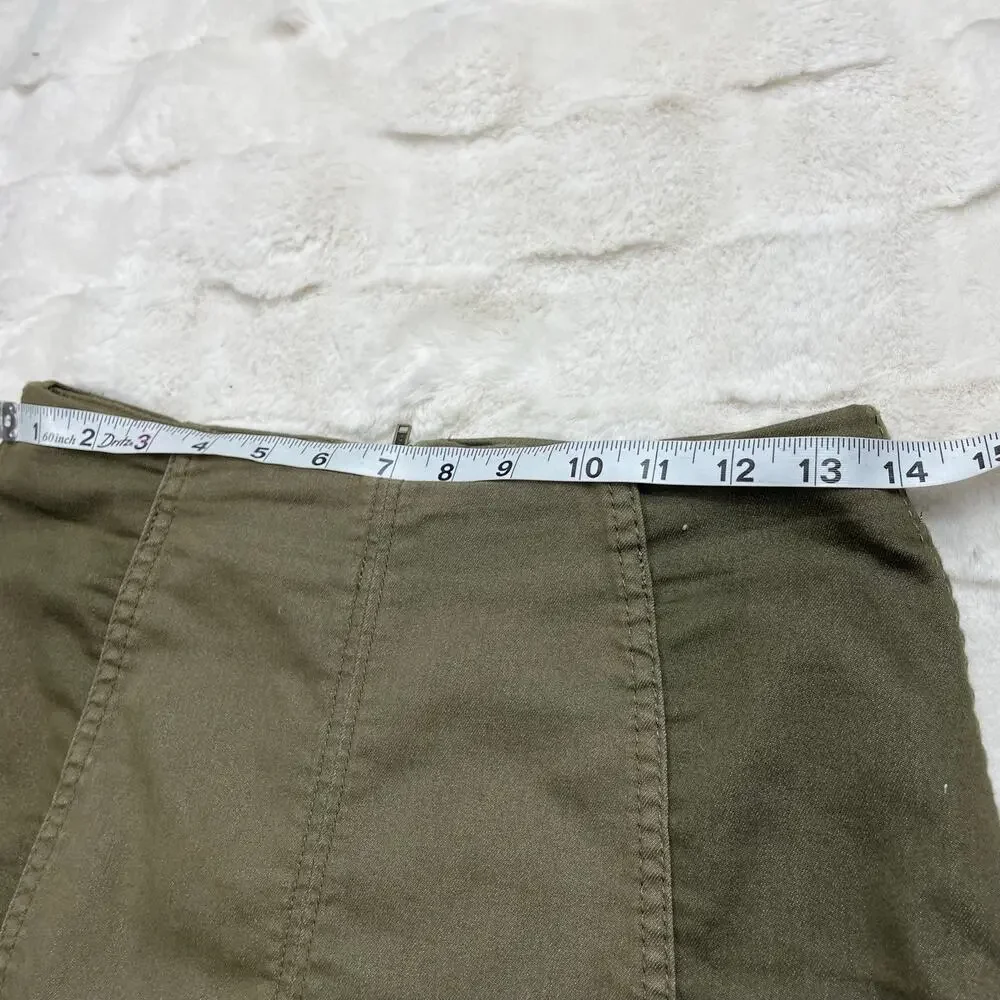 🔥Free People Modern Femme Army Green Mini Skirt Two Tone Size 6 Y2K Boho Chic